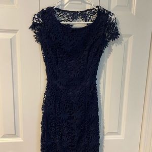 Romance Language Open Back Navy Blue Mini Dress Lulus